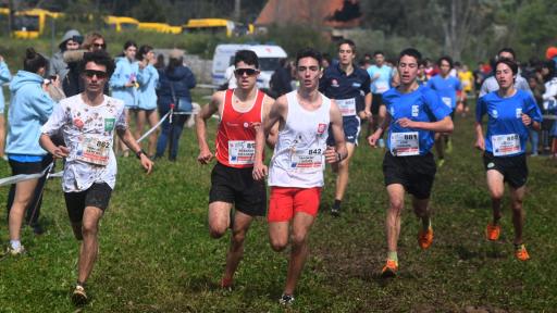 Prova dos juvenis masculinos, em plena prova vários rapazes a disputar a corrida
