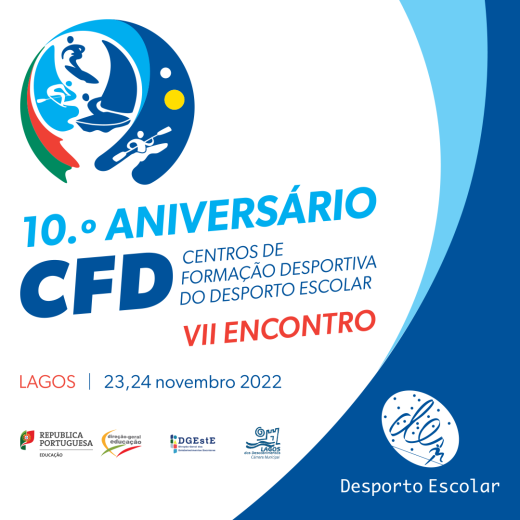 Cartaz promocional do VII Encontro Nacional dos Centros de Formação Desportiva do Desporto Escolar
